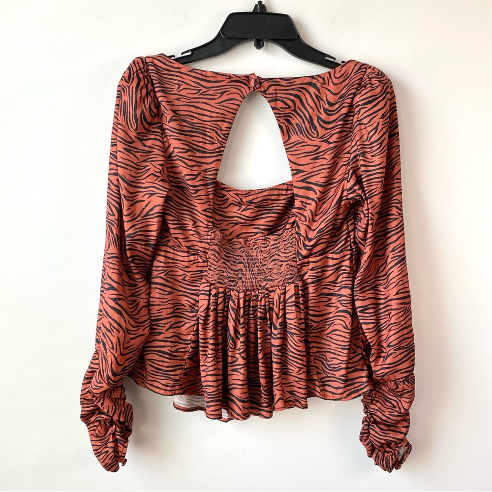 Free People Tiger Print Peplum Blouse S - Picture 5 of 13